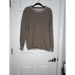 The Normal Brand 100%‎ Cotton Taupe Long Sleeve Exposed Seam Top